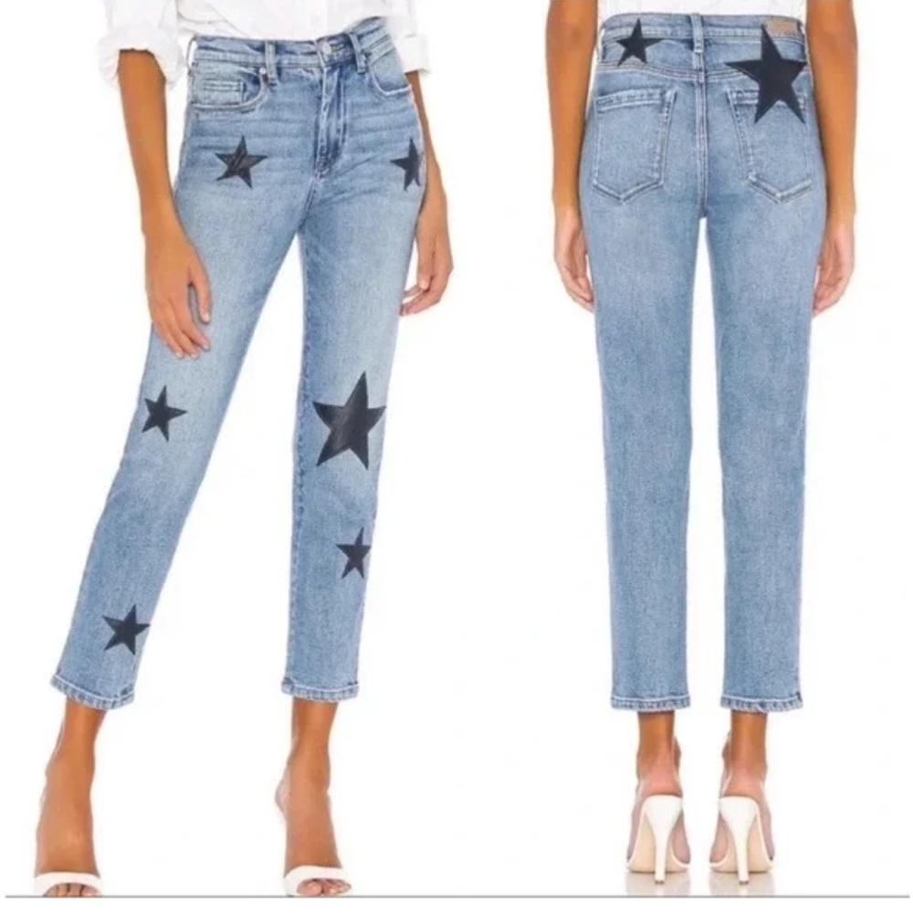 Blank NYC Madison Crop High-Waisted Jeans – Size 30 – Medium Blue / Navy Stars